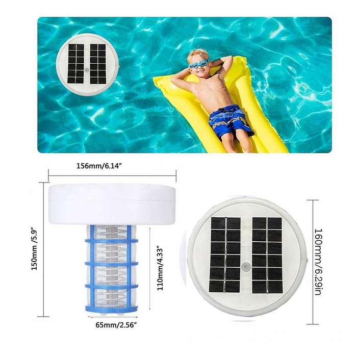 Solar Pool Ionizer, Copper Pool Ionizer Floater Auto Switching of Multi-Colored LED Night Light, Fl