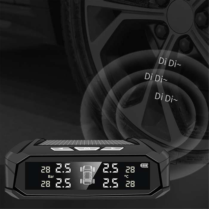 Solar Power Car TPMS Digital LCD Display Car Security Alarm Tire Pressure Monitoring System with 4 S