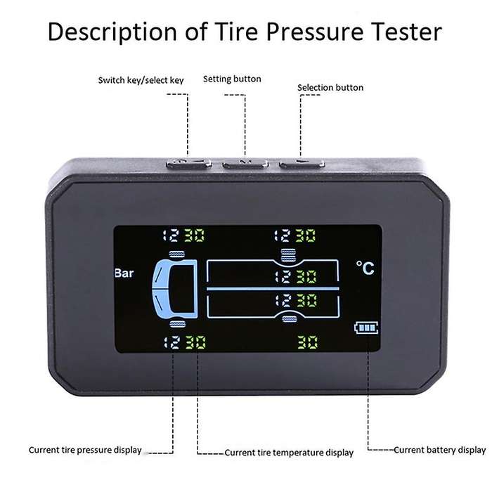 Solar Tpms Car Tire Pressure Alarm Monitoring System 6 Wheel Truck Automatic Tire Pressure Temperatu