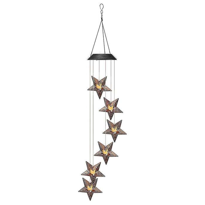 Solar Wind Chimes Star Wind Chime Warm LED Hanging Solar Lights Decor Memorial Thanksgiving Gifts