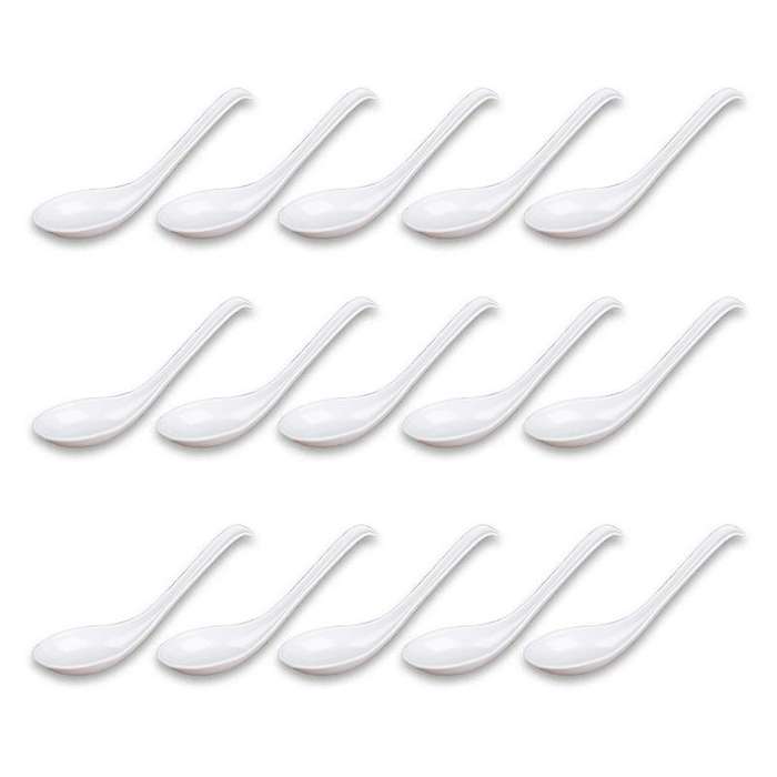 Soup Spoons,15Pcs Japanese Style Spoons Rice Spoons Chinese Asian Soup Spoons with Long Handle for