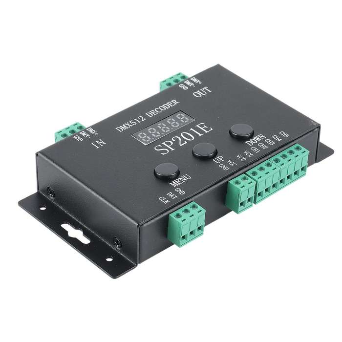 SP201E RGB LED Pixels Strip Controller DMX512 Decoder Supports 3072 Channels, Compatible with a of I