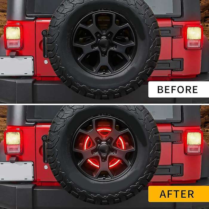 Spare Tire Brake Light Wheel Light 3Rd Third Brake Light for 2007-2017 JK JKU YJ TJ,Red Light