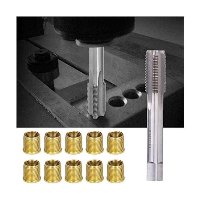 Spark Plug Thread Repair Tools, High Speed Steel Tap Spark Plug with M14X1.25 Inserts and M16X1.25 T