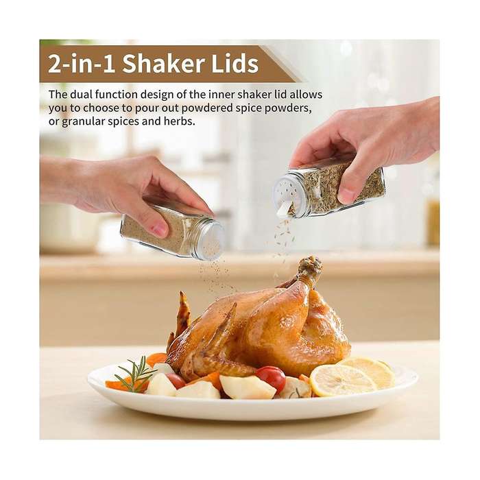 Spice Jars with Label, 24 Pcs Glass Spice Jars 4oz Seasoning Organizer, Empty Square Spice Container