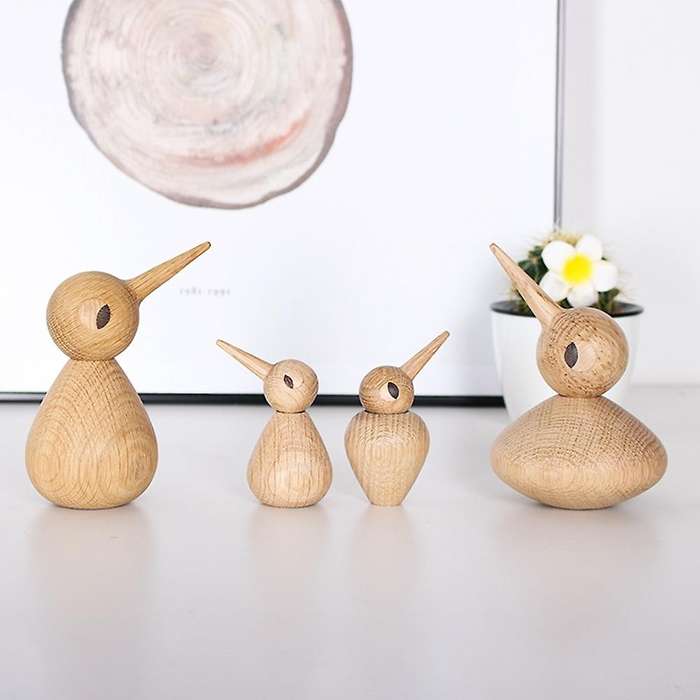 Spiked-Billed Bird Gift of Pure Handmade Solid Wood Decoration in Nordic Denmark Puppet Wood Carving