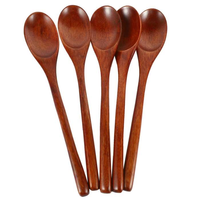 Spoons Wooden Soup Spoon 5 Pieces Eco Friendly Tableware Natural Ellipse Wooden Ladle Spoon Set Comp