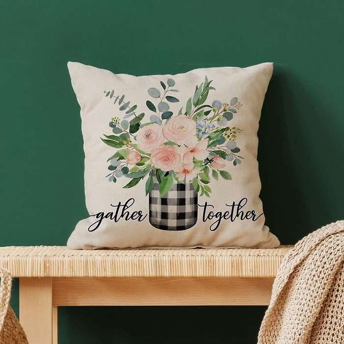 Spring Pillow Covers 18X18 Set of 4 Home Throw Pillows Spring Decorations Farmhouse Pillows for Sofa