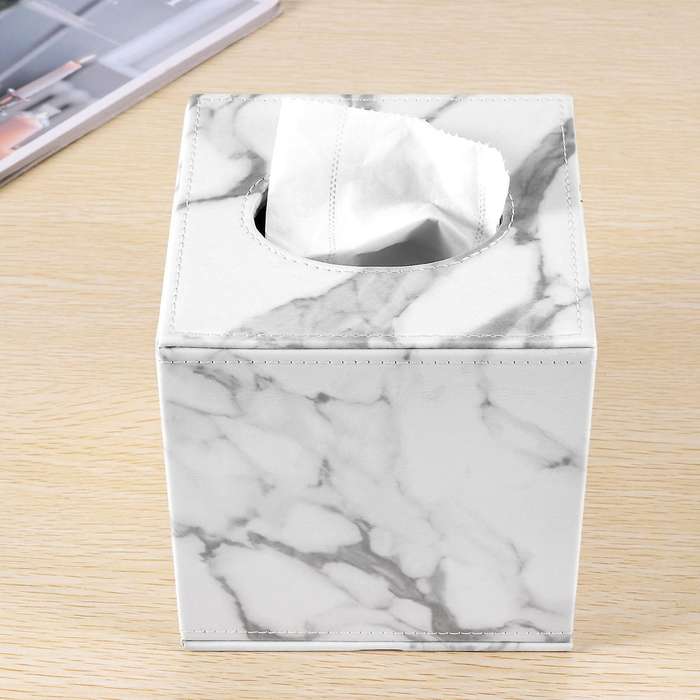 Square Square Tissue Box PU Leather Paper Holder Toilet Paper Box Napkin Paper Box Cover Locker To