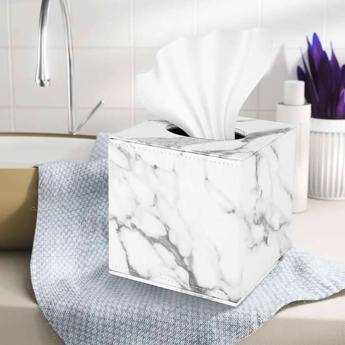 Square Square Tissue Box PU Leather Paper Holder Toilet Paper Box Napkin Paper Box Cover Locker To