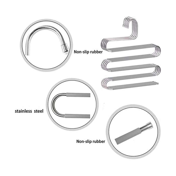 S-shaped Pants Hanger Stainless Steel Hanger Closet Organizer Pants Jeans Scarf Pants Tie Towel