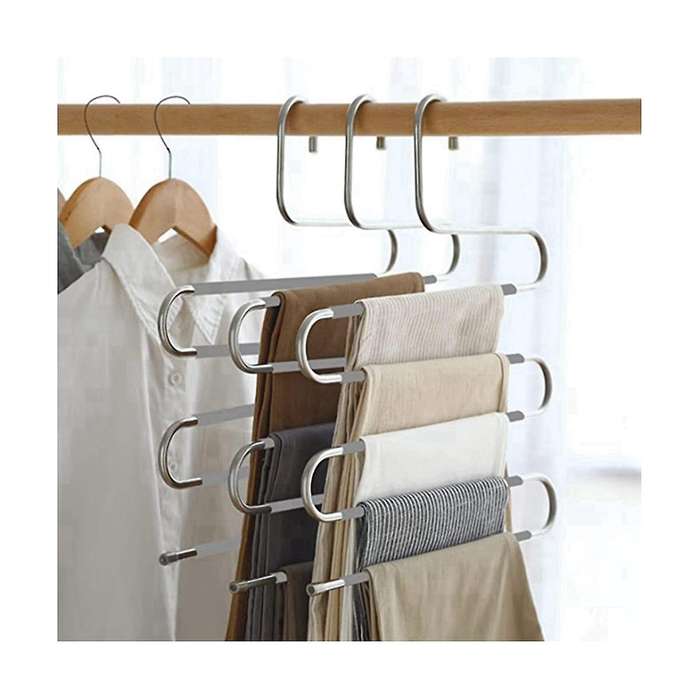 S-shaped Pants Hanger Stainless Steel Hanger Closet Organizer Pants Jeans Scarf Pants Tie Towel
