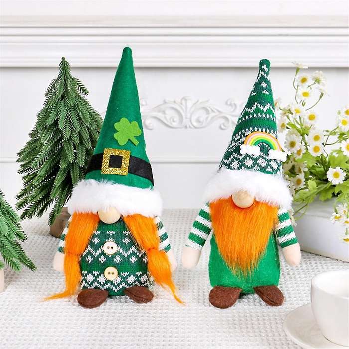 St Patricks Day Gnomes Set of 2 St 'S Day Gifts, Faceless Elderly Irish Festisval Hanging Ornament