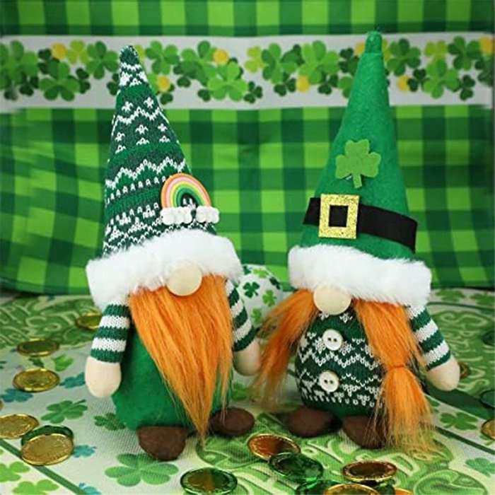 St Patricks Day Gnomes Set of 2 St 'S Day Gifts, Faceless Elderly Irish Festisval Hanging Ornament