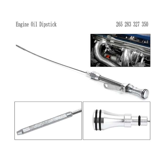 Stainless Braided Firewall Flexible Dipstick Engine Oil Dipstick for -79 Early 265 283 327 350