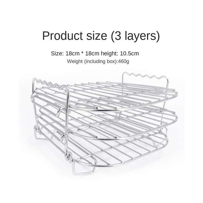 Stainless Steel Airfryers Three Layer Rack Versatile Square Roasting Grill with Skewers Baking Tray