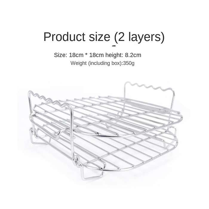 Stainless Steel Airfryers Double Layer Rack Versatile Square Roasting Grill with Skewers Baking Tray
