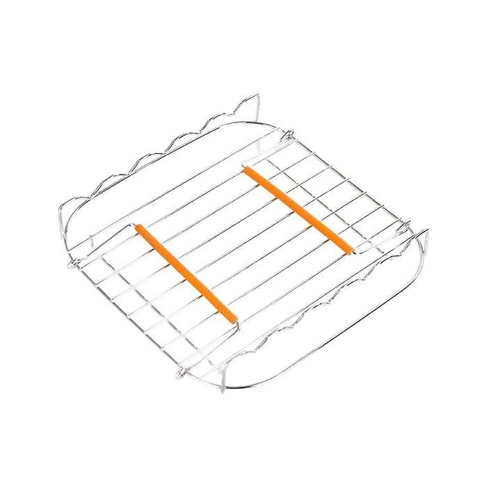 Stainless Steel Airfryer Grill Rack 8 Inch Versatile Square Roasting Grill with Skewers Baking Tray