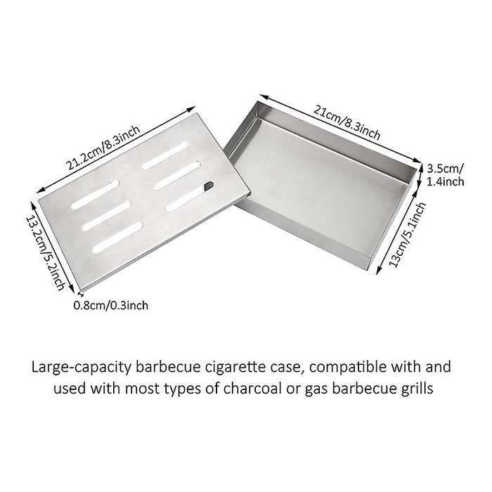 Stainless Steel Barbecue Smoking Box for Sawdust Barbecue Gas Barbecue Grill or Charcoal Barbecue A