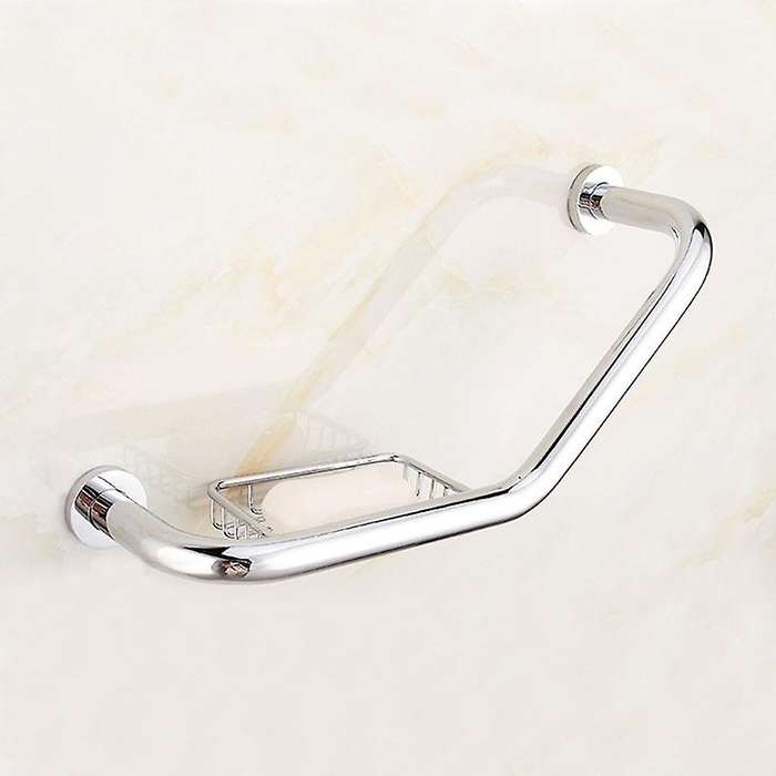 Stainless Steel Bathroom Grab Bar with Soap Holder Bathtub Safety Handle Bath Shower Tub Anti Slip H