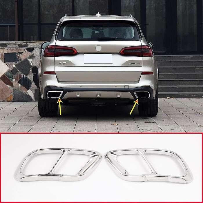 Stainless Steel Car Exhaust Muffler Pipe Cover Trim Tail Pipe Cover for  X5 G05 X7 G07 2019 2020 ( G