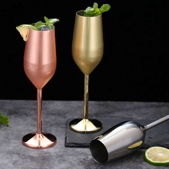 Stainless Steel Champagne Cup Wedding Toasting Champagne Wine Glass Cocktail Glass Restaurant Goblet