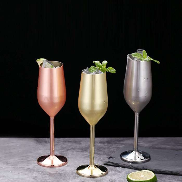 Stainless Steel Champagne Cup Wedding Toasting Champagne Wine Glass Cocktail Glass Restaurant Goblet