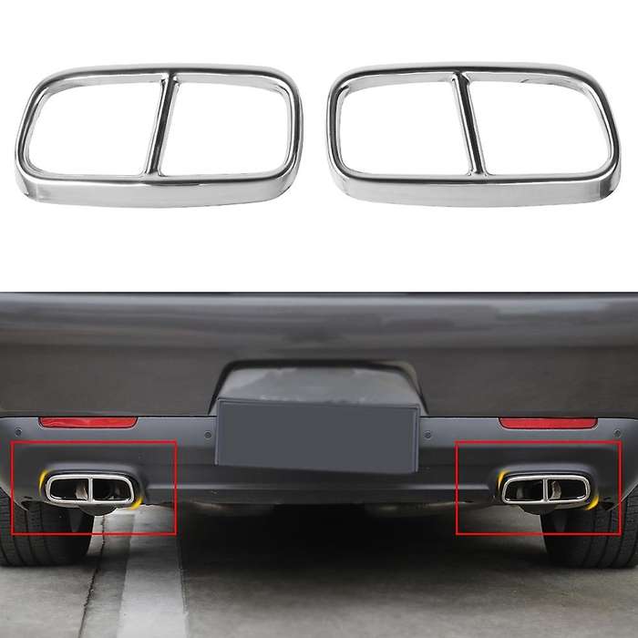 Stainless Steel Car Rear Tail Throat Decor Frame Car Exhaust Pipe Trim Cover Stickers for 2015-2020