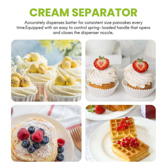 Stainless Steel Cupcake Waffle Batter Funnel Pancake Dispenser Cream Separator