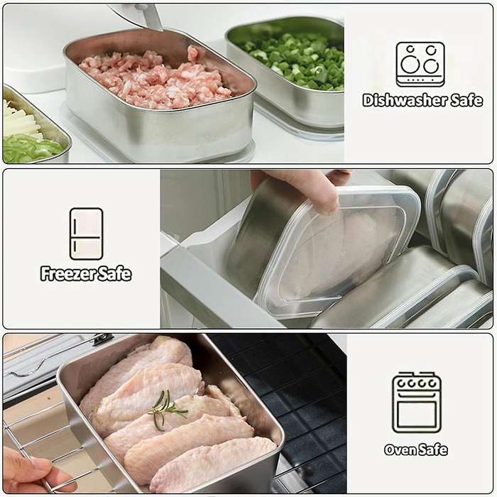 Stainless Steel Containers for Food Storage,food Storage Bento Box Container,leak Proof Silicone Lid