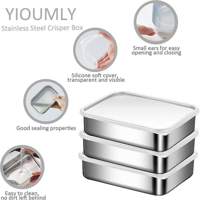 Stainless Steel Containers for Food Storage,food Storage Bento Box Container,leak Proof Silicone Lid