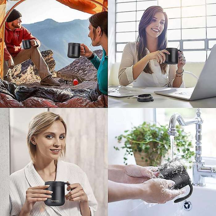 Stainless Steel Drinking Cup with Handle and Lid for Office