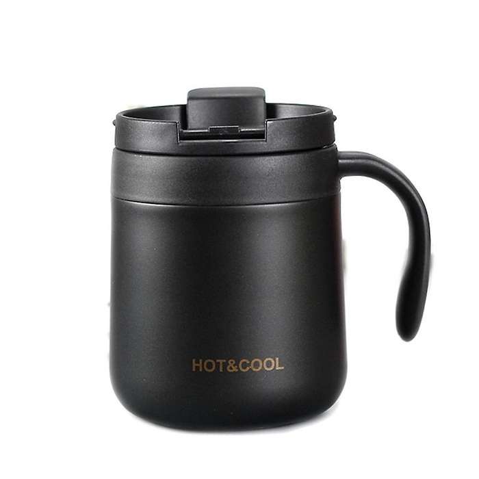Stainless Steel Drinking Cup with Handle and Lid for Office