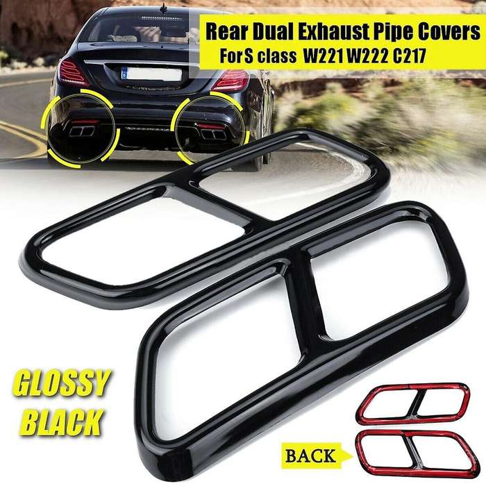 Stainless Steel Exterior Exhaust Muffler Tail Pipe Trim Cover for - S Class W221 W222 2010-2017