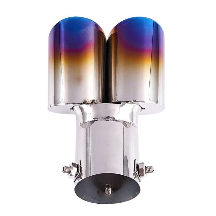 Stainless Steel Exhaust Muffler Tip 1 to 2 Dual Pipe Trim Modified Car Rear Tail Throat Suitable for