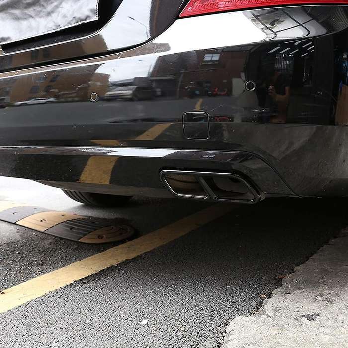 Stainless Steel Exhaust Muffler Tail Pipe Trim Cover for S Class W221 W222 2010-2017 (Black)