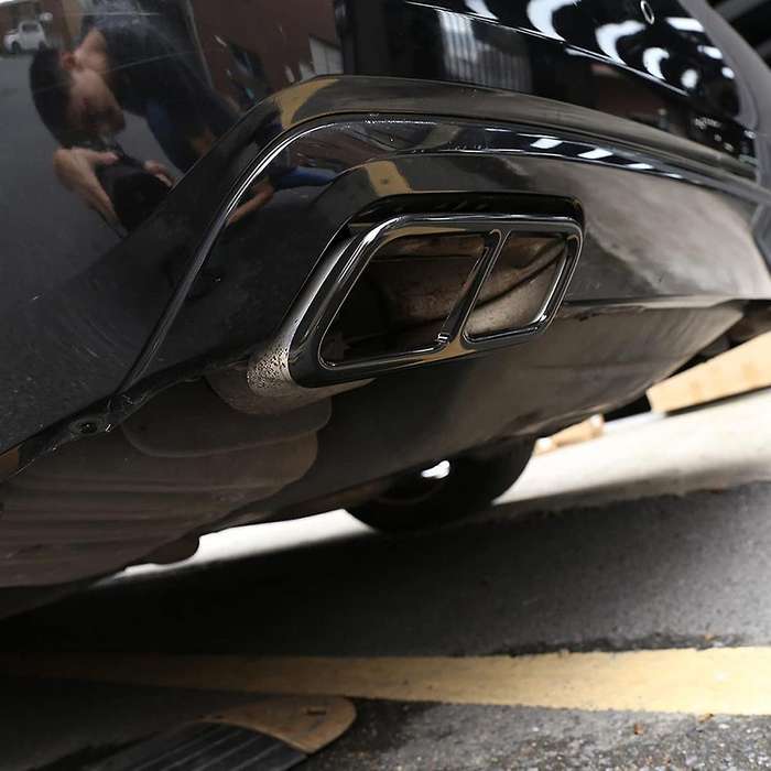 Stainless Steel Exhaust Muffler Tail Pipe Trim Cover for S Class W221 W222 2010-2017 (Black)