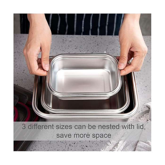 Stainless Steel Food Storage Containers, Food Grade Metal Food Boxes Lunch Bento Box Meal Prep Cont