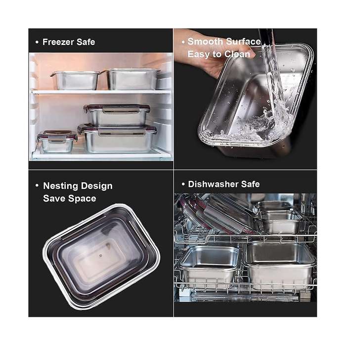 Stainless Steel Food Storage Containers, Food Grade Metal Food Boxes Lunch Bento Box Meal Prep Cont