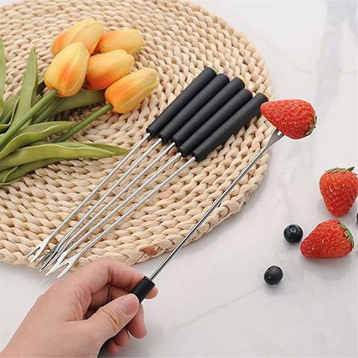 Stainless Steel Fondue Forks, Long Forks Cheese Fondue Forks for Chocolate Fountain Cheese Fondue Ro