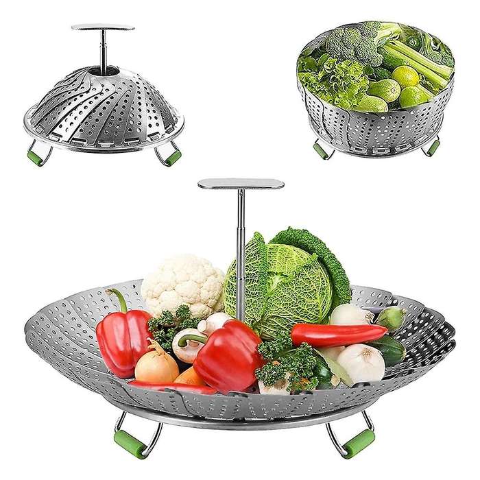 Stainless Steel Folding Vegetable Steamer Basket,Insert for Cooking Food,Expandable to Fit Various S