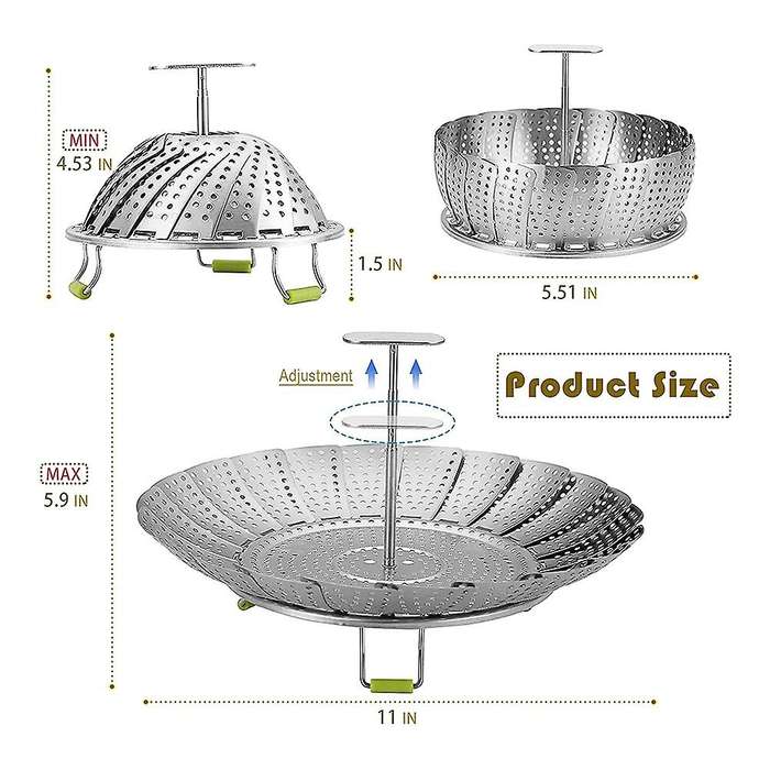 Stainless Steel Folding Vegetable Steamer Basket,Insert for Cooking Food,Expandable to Fit Various S