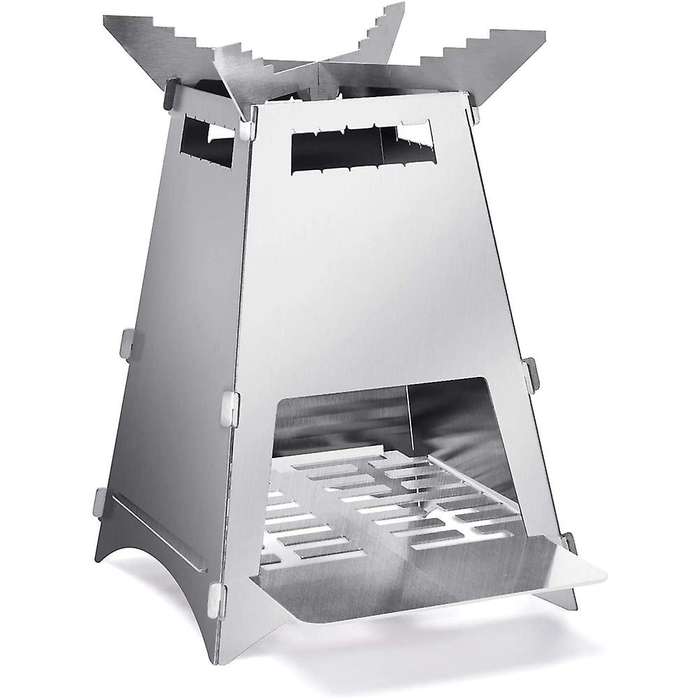 Stainless Steel Folding Camping Wood Stove, Lightweigt Portable Collapsible Wood Burning Stove for B