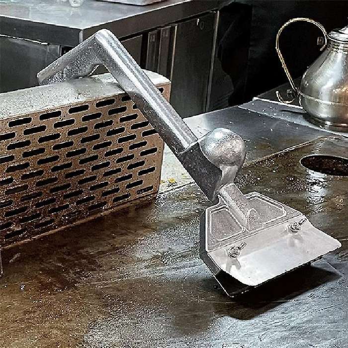 Stainless Steel Food Scraper Barbecue Grill Griddle Cleaning Kit Combined Abrasive Anti Grease Scour