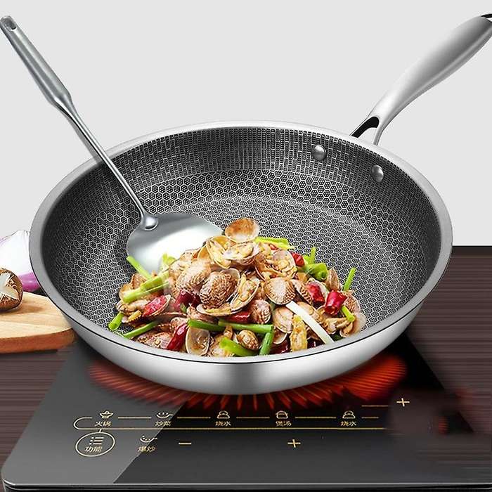 Stainless Steel Frying Pan Non-Stick Pot Cookware 28cm Fried Steak Pot Saucepan Single-Sided Honeyco
