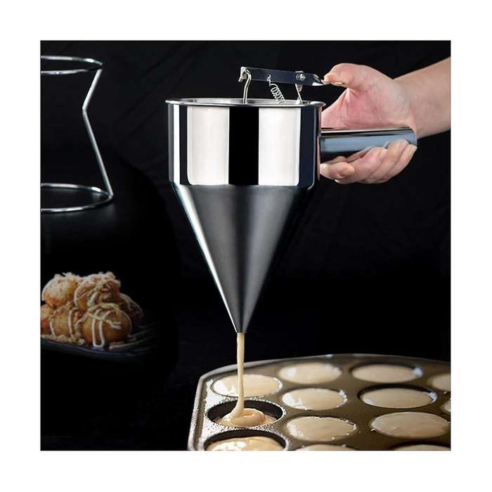 Stainless Steel Funnel Dispenser with Rack Cupcake Pancake Batter Maker Octopus Fish Ball Home Kitch