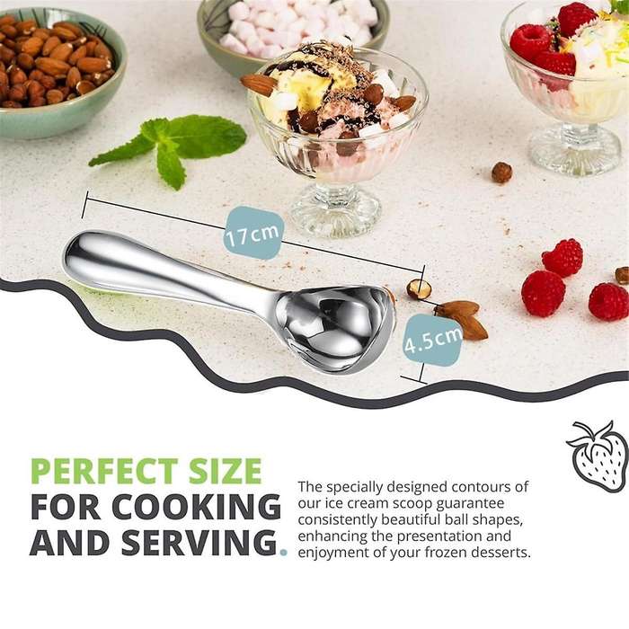 Stainless Steel Ice Cream Scoop - Comfortable Handle for Effortless Portioning - Perfect for Solid I