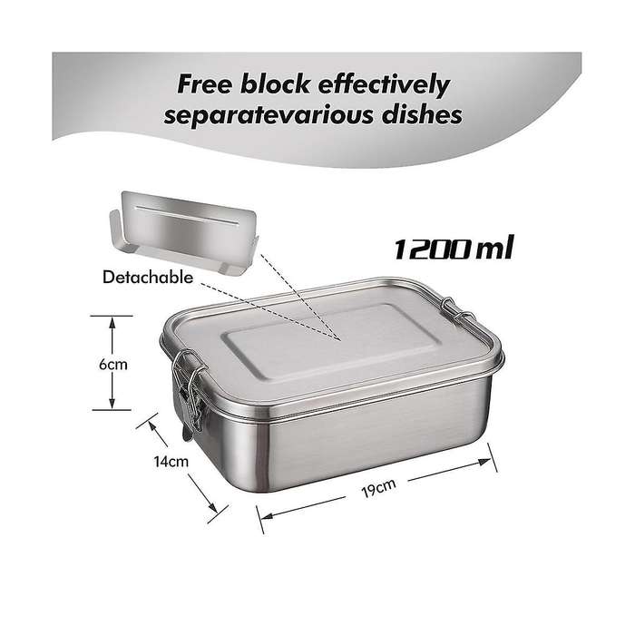 Stainless Steel Lunch Box, 1200 Ml Lunch Box, Leak-proof with Removable Divider, Lunch Boxes,environ
