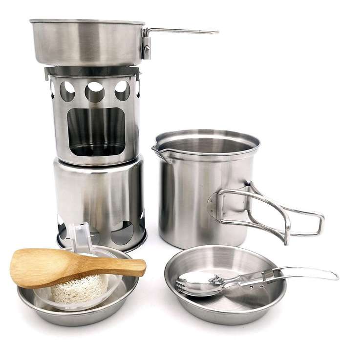 Stainless Steel Outdoor Cooking Kettle, Light and Compact Camping Camp, Hiking Picnic