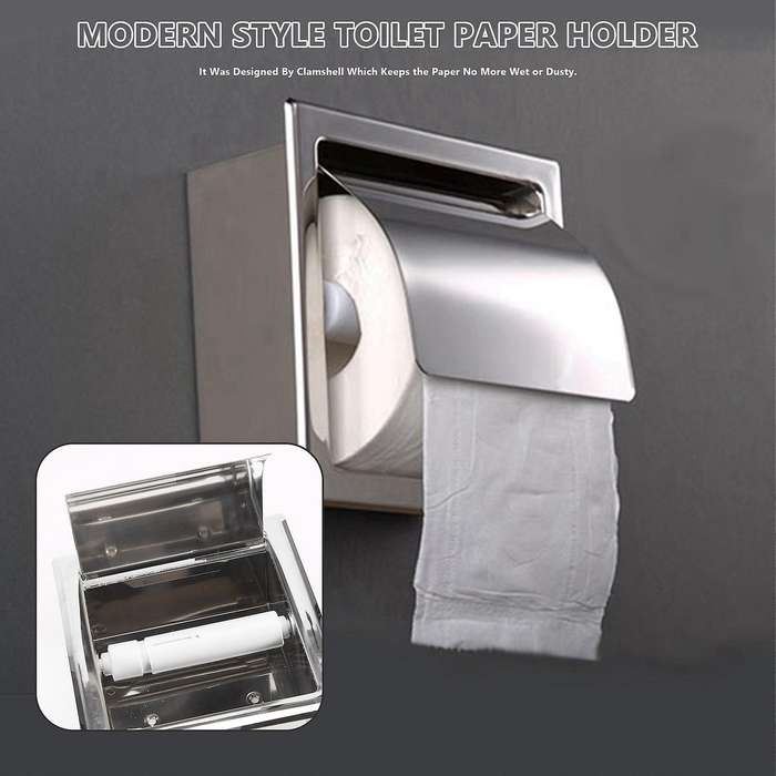 Stainless Steel Recessed Toilet Paper Holder Wall Toilet Paper Holder,Modern Style Toilet Paper Hol